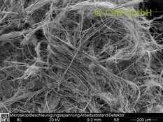 SEM-picture of amphibole asbestos, crocidolite in asbestos-cement, fibrous cement | © CRB Analyse Service GmbH